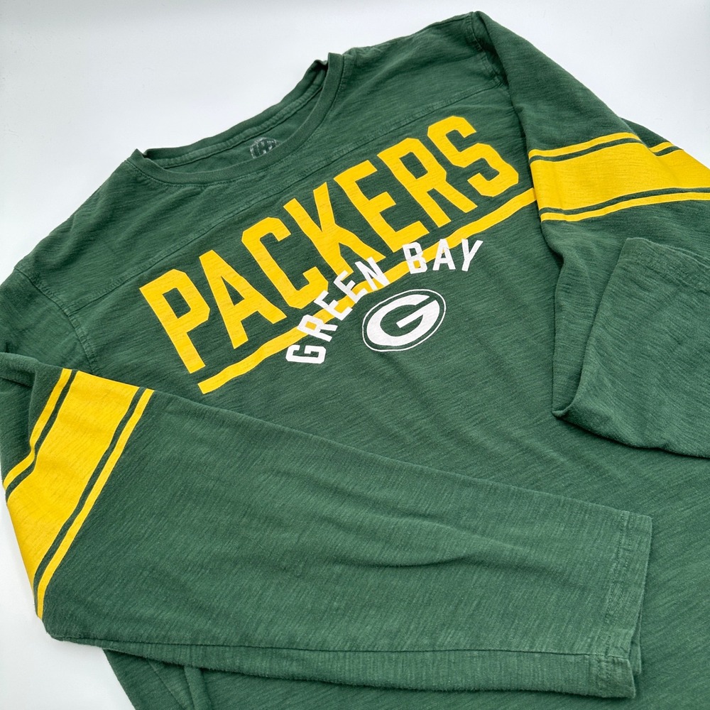 Green Bay Packers Hands High Mens 2XL NFL Distressed Long Sleeve Retro Football